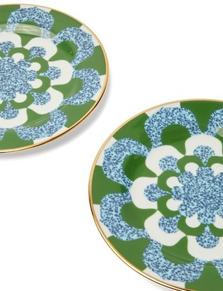 La DoubleJ Set Of Two Mosaic-print Porcelain Dessert Plates - Blue Multi