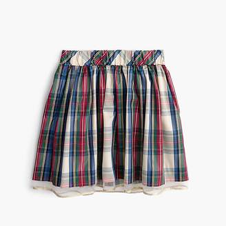 J.Crew Girls' tulle-hem skirt in festive plaid