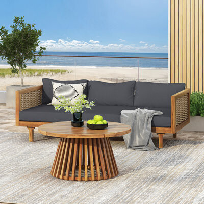 East Urban Home Wicker Patio Furniture Set Outdoor Rattan Sectional Sets Conversation Set - Weather-Resistant For Garden Patio & Deck(With Water Resistant Thick Li