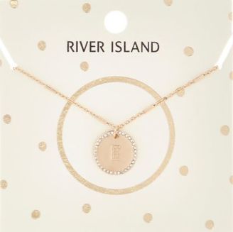 River Island Womens Gold tone E initial necklace
