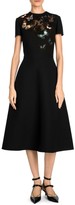 Thumbnail for your product : Valentino Butterfly Lace Flare Midi Dress