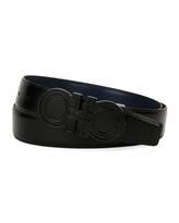 Thumbnail for your product : Ferragamo Futuristic Reversible Leather Gancini Belt, Black/Blue