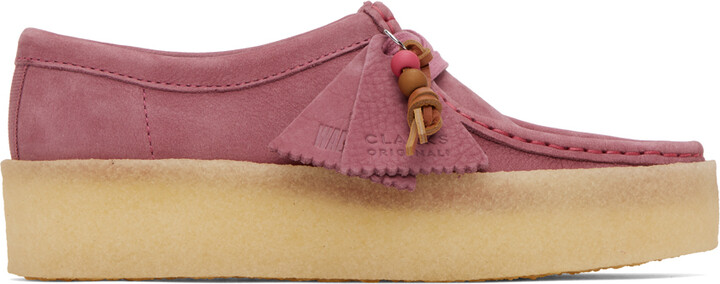 Red Womens Flats and flat shoes Clarks Flats and flat shoes Clarks Wallabee Cup Pink Nubuck in Burgundy,Pink 