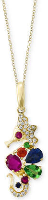 Effy Seaside by Multi-Gemstone (5/8 ct. t.w.) & Diamond Accent Pendant Necklace in 14k Gold
