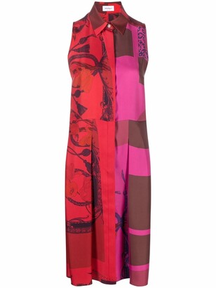 Ferragamo Graphic-Print Sleeveless Shirt Dress