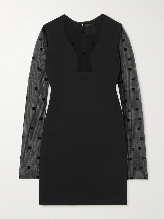 Givenchy Tulle-trimmed Crepe Mini Dress - Black
