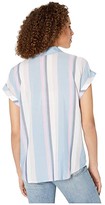 Thumbnail for your product : Vince Camuto Short Sleeve Sunset Stripe Collared Henley Blouse (Monet Lily) Women's Clothing