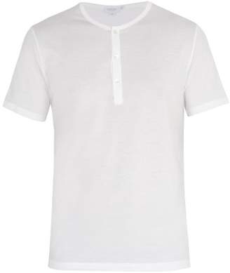 Sunspel Henley Cotton Jersey T Shirt - Mens - White