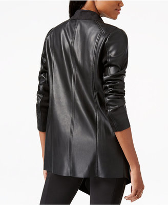Bar III Faux-Leather Flyway Topper Jacket, Only at Macy's