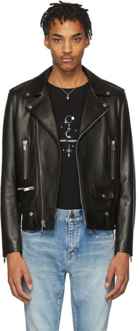 saint laurent leather trucker jacket