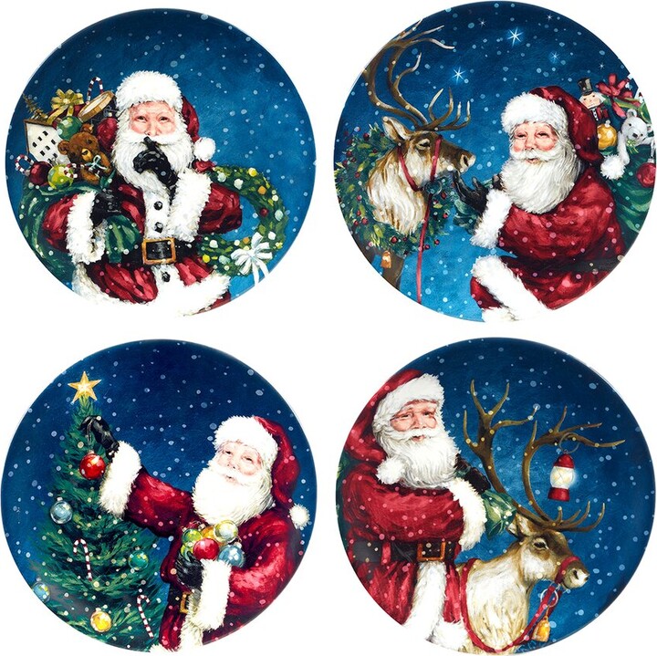 Certified International Santa's Secret Set of 4 Dessert Plates