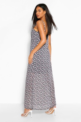 boohoo Plunge Back Strappy Ditsy Floral Maxi Dress
