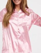 Thumbnail for your product : NIGHT satin pajama shorts set with mini star print in pink