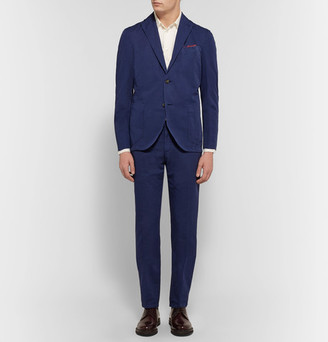 Boglioli Blue Slim-Fit Cotton and Linen-Blend Suit Trousers