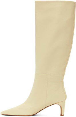 Jil Sander Off-White Pointy Toe Heeled Tall Boots