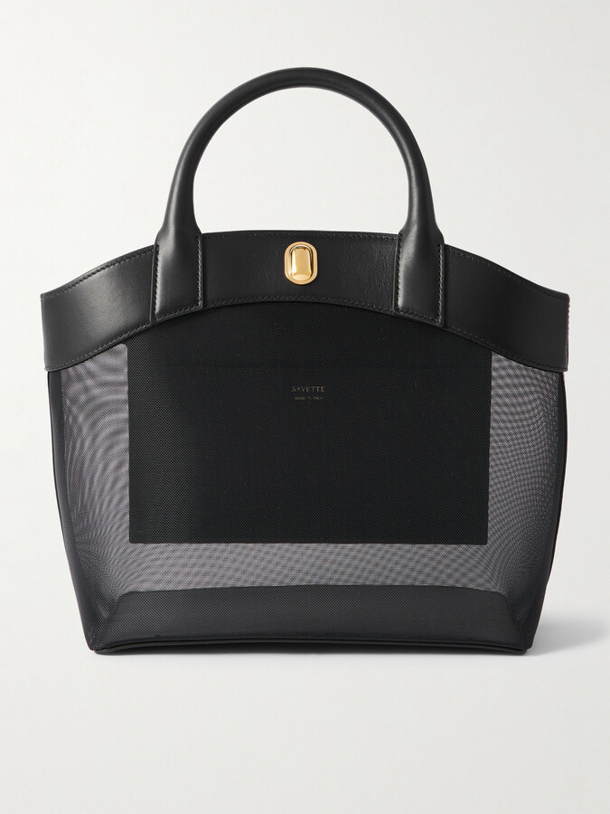Savette Tondo Leather-trimmed Mesh Tote - Black