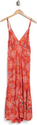 Angie Floral Print Tie Back Maxi Dress