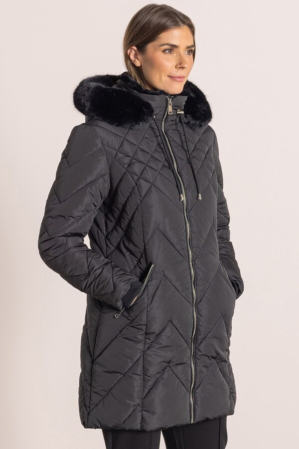 Long Black Coat With Fur Trim ShopStyle UK