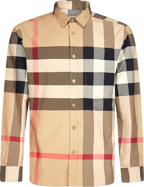 Burberry Check Pattern Buttoned Shirt - ShopStyle