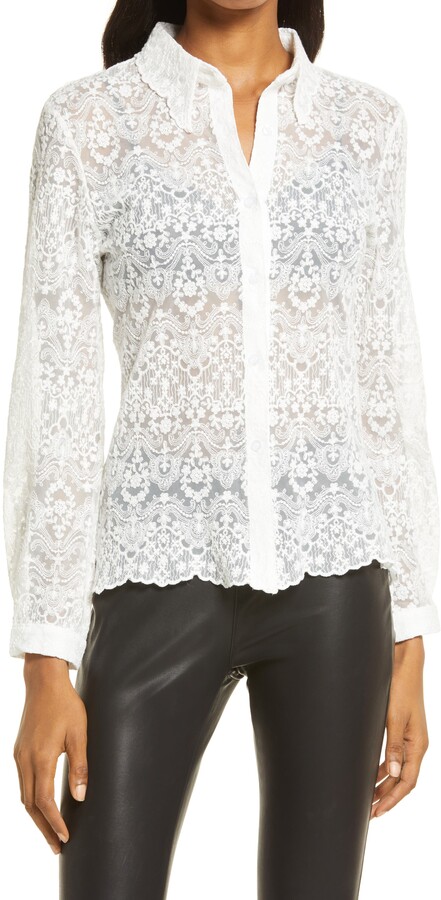White Lace Long Sleeve Blouse | Shop the world's largest 