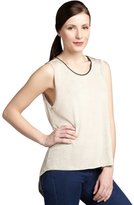 Thumbnail for your product : LnA oatmeal and black jersey faux-leather trimmed tank