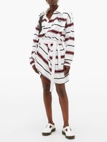 Thumbnail for your product : Matthew Adams Dolan Long-sleeved Striped-cotton Rugby Shirt Dress - White Multi