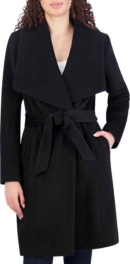 Black Wool Wrap Coat
