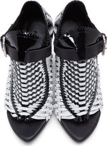 Thumbnail for your product : Proenza Schouler Black & White Woven Patent Leather Heels