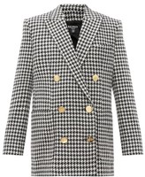 Thumbnail for your product : Balmain Double-breasted Houndstooth Wool-blend Jacket - Black White
