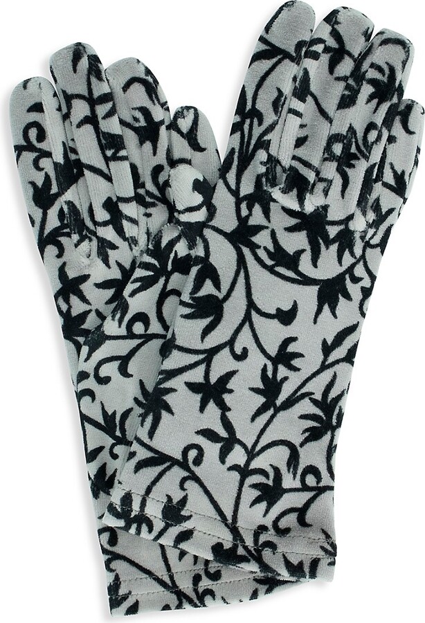 Leaf Pattern Velvet Gloves