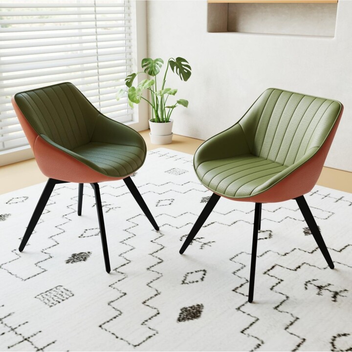 Streamdale Furniture Medieval Modern Dining Chairs Set of 2(Green & Orange)