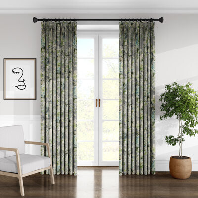 Colcha Linens Estee Drapery Linen Floral Room Darkening Pinch Pleat Single Curtain Panel