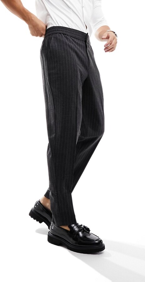 Harry Brown Wedding tweed elasticated waistband slim fit pants in gray  pinstripe - ShopStyle Chinos & Khakis