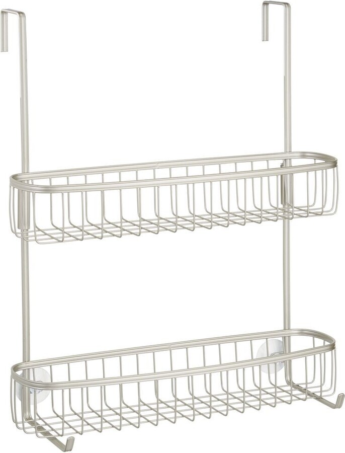 mDesign Extra Wide Stainless Steel 2Tier Bathroom Shower Over Door