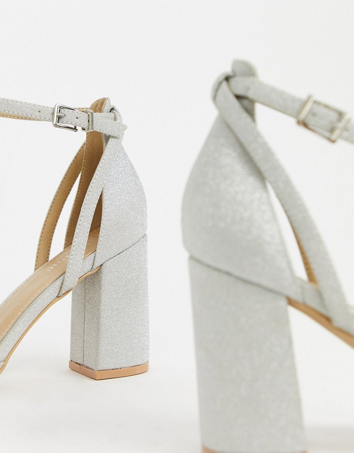 Be mine bridal katy heeled shoes in silver glitter Clearance