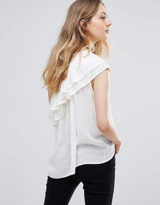 Ichi One Shoulder Frill Sleeve Top