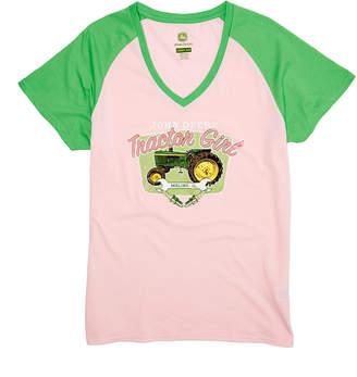 John Deere Pink 'Tractor Girl' V-Neck Tee