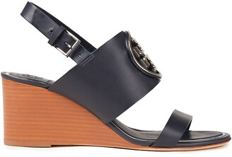 Tory Burch Embellished Leather Wedge Sandals