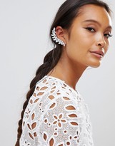 Thumbnail for your product : True Decadence silver diamante ear cuff climber