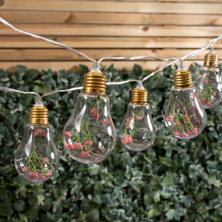 Dunelm 10 Bulb LED Solar Outdoor Flower Festoon String Lights White