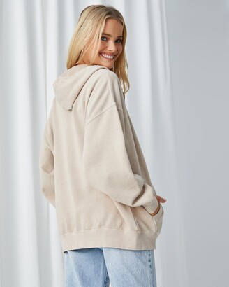 Supre Women's Neutrals Hoodies - Zola Oversized Zip-Through Hoodie - Size L/XL at The Iconic