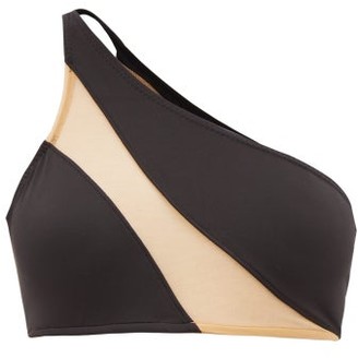 Norma Kamali Snake Asymmetric Mesh-panel Bikini Top - Black