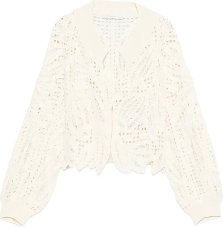 High Open-Work Scalloped Cardigan