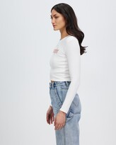 Thumbnail for your product : Wrangler Women's White Printed T-Shirts - The Reaction Long Sleeve Rib Tee