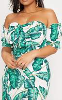 Thumbnail for your product : PrettyLittleThing Plus White Tropical Print Bardot Shift Dress