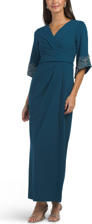 TJMAXX Embellished Surplice Gown For Women, Spandex/Polyester