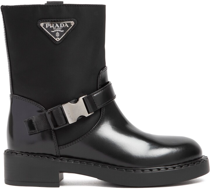 Prada Leather Biker Boots Shoes - ShopStyle