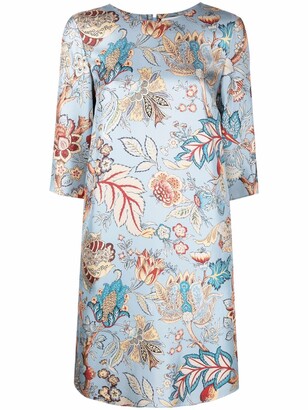 Etro Floral-Print Silk Shift Dress - ShopStyle