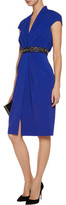 Thumbnail for your product : Badgley Mischka Crystal And Bead-Embellished Draped Crepe Dress