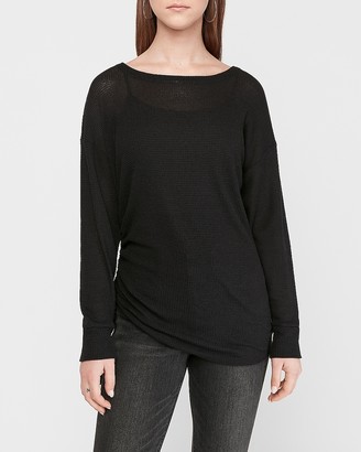 Express Soft Waffle Knit Ruched Side Tie Tee